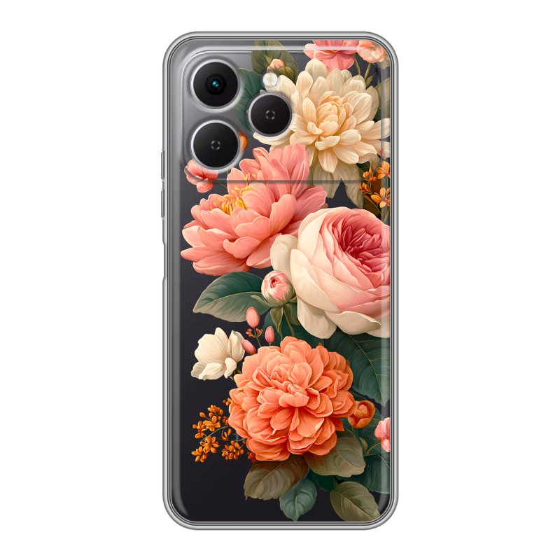 Силиконовый чехол на Tecno Spark 40 с принтом цветы Силиконовый чехол на Tecno Spark 40 с принтом цветы