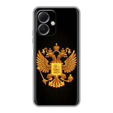 Силиконовый чехол на Tecno Spark Go 2 с принтом Герб России желтый