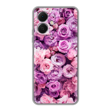 Силиконовый чехол на Tecno Spark Go 2 с принтом лавандовые розы