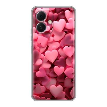 Силиконовый чехол на Tecno Spark Go 2 с принтом розовые сердечки