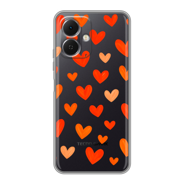 Силиконовый чехол на Tecno Spark Go 2 с принтом Сердечки