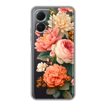 Силиконовый чехол на Tecno Spark Go 2 с принтом цветы