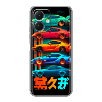 Силиконовый чехол на Tecno Spark Go 2 с принтом машины тачки
