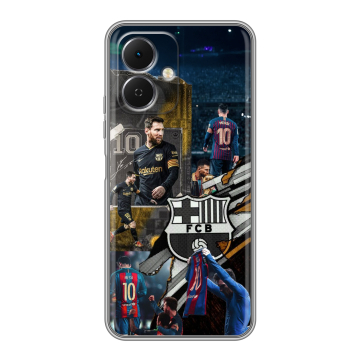 Силиконовый чехол на Tecno Spark Go 2 с принтом Messi Barcelona
