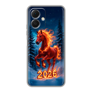 Силиконовый чехол на Tecno Spark Go 2 с принтом Новый год коня