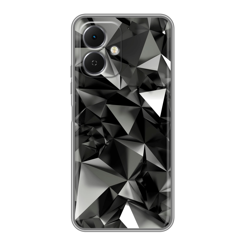 Силиконовый чехол на Tecno Spark Go 2 с принтом Черные кристаллы Силиконовый чехол на Tecno Spark Go 2 с принтом Черные кристаллы