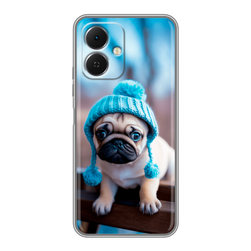 Силиконовый чехол на Tecno Spark Go 2 с принтом Мопс в шапке Силиконовый чехол на Tecno Spark Go 2 с принтом Мопс в шапке