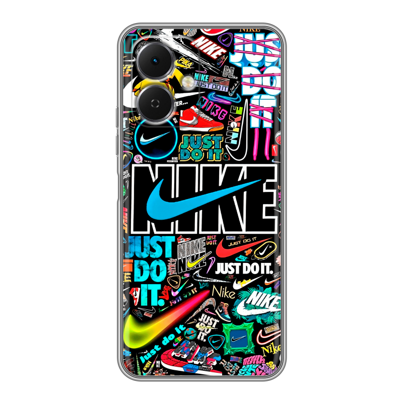 Силиконовый чехол на Tecno Spark Go 2 с принтом найк nike черный Силиконовый чехол на Tecno Spark Go 2 с принтом найк nike черный