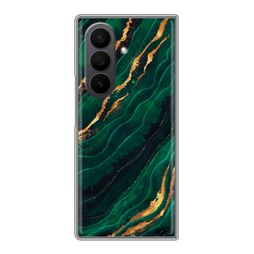 Пластиковый чехол на Samsung Galaxy Z Fold 7 с принтом Мрамор зеленое золото