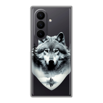 Пластиковый чехол на Samsung Galaxy Z Fold 7 с принтом Волк в лесу Пластиковый чехол на Samsung Galaxy Z Fold 7 с принтом Волк в лесу
