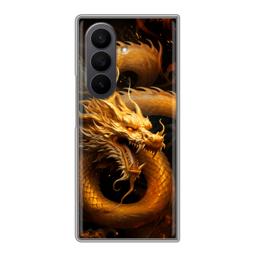 Пластиковый чехол на Samsung Galaxy Z Fold 7 с принтом Золотой дракон Пластиковый чехол на Samsung Galaxy Z Fold 7 с принтом Золотой дракон