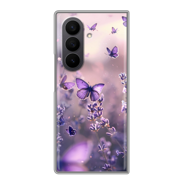 Пластиковый чехол на Samsung Galaxy Z Fold 7 с принтом бабочки и лаванда