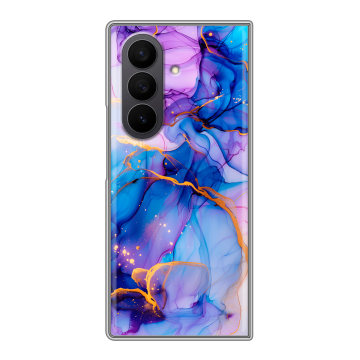 Пластиковый чехол на Samsung Galaxy Z Fold 7 с принтом синий мрамор