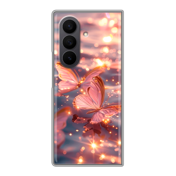 Пластиковый чехол на Samsung Galaxy Z Fold 7 с принтом бабочки розовые