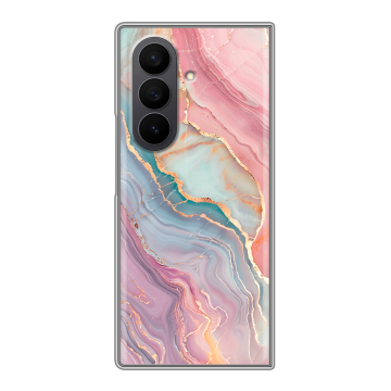 Пластиковый чехол на Samsung Galaxy Z Fold 7 с принтом розовый мрамор
