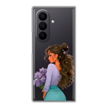Пластиковый чехол на Samsung Galaxy Z Fold 7 с принтом девушка цветы Пластиковый чехол на Samsung Galaxy Z Fold 7 с принтом девушка цветы