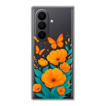 Пластиковый чехол на Samsung Galaxy Z Fold 7 с принтом цветы бабочки Пластиковый чехол на Samsung Galaxy Z Fold 7 с принтом цветы бабочки