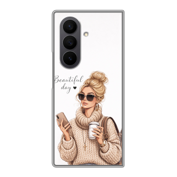 Пластиковый чехол на Samsung Galaxy Z Fold 7 с принтом женский