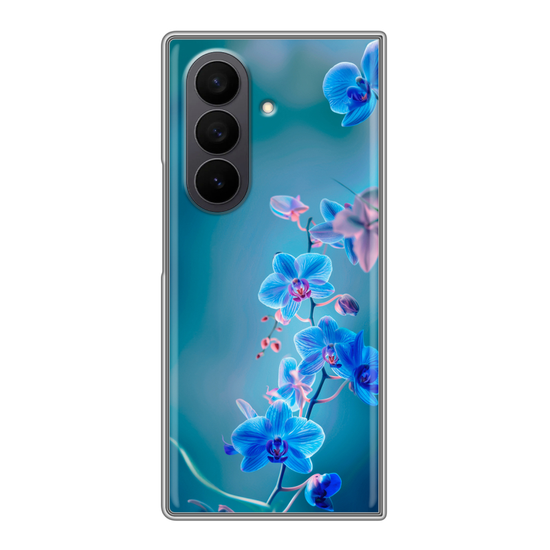 Пластиковый чехол на Samsung Galaxy Z Fold 7 с принтом Голубые цветы Пластиковый чехол на Samsung Galaxy Z Fold 7 с принтом Голубые цветы