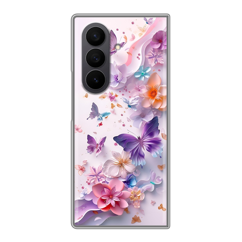 Пластиковый чехол на Samsung Galaxy Z Fold 7 с принтом цветы бабочки Пластиковый чехол на Samsung Galaxy Z Fold 7 с принтом цветы бабочки