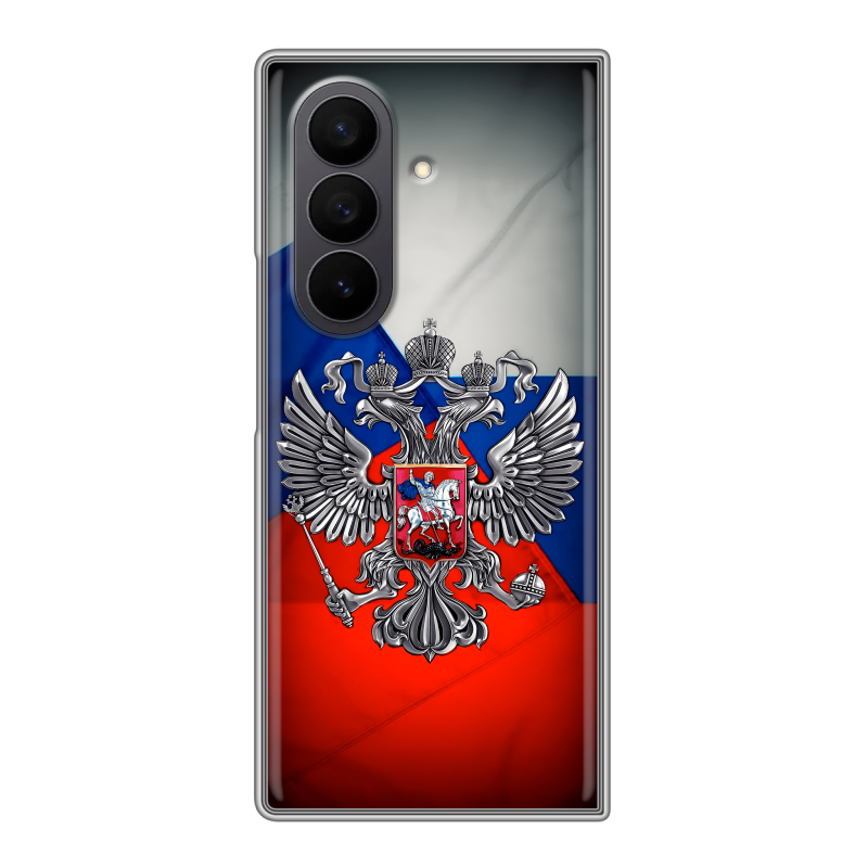 Пластиковый чехол на Samsung Galaxy Z Fold 7 с принтом Флаг России Пластиковый чехол на Samsung Galaxy Z Fold 7 с принтом Флаг России