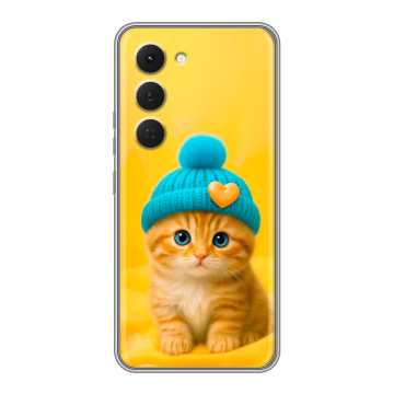 Силиконовый чехол на Tecno Spark 40 Pro с принтом Котенок в шапке Силиконовый чехол на Tecno Spark 40 Pro с принтом Котенок в шапке
