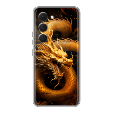 Силиконовый чехол на Tecno Spark 40 Pro с принтом Золотой дракон