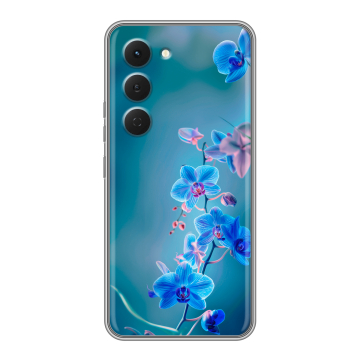 Силиконовый чехол на Tecno Spark 40 Pro с принтом Голубые цветы Силиконовый чехол на Tecno Spark 40 Pro с принтом Голубые цветы