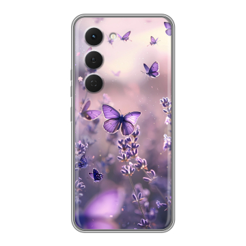 Силиконовый чехол на Tecno Spark 40 Pro с принтом бабочки и лаванда Силиконовый чехол на Tecno Spark 40 Pro с принтом бабочки и лаванда