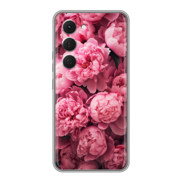 Силиконовый чехол на Tecno Spark 40 Pro с принтом цветы пионы Силиконовый чехол на Tecno Spark 40 Pro с принтом цветы пионы