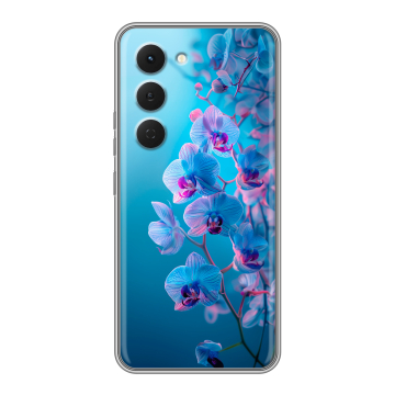 Силиконовый чехол на Tecno Spark 40 Pro с принтом голубые орхидеи Силиконовый чехол на Tecno Spark 40 Pro с принтом голубые орхидеи