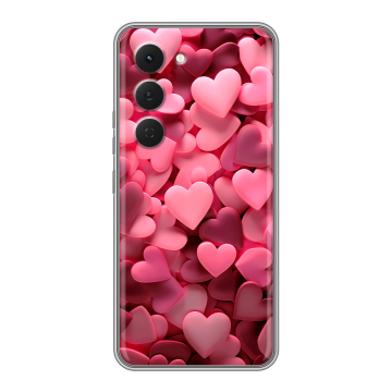 Силиконовый чехол на Tecno Spark 40 Pro с принтом розовые сердечки Силиконовый чехол на Tecno Spark 40 Pro с принтом розовые сердечки