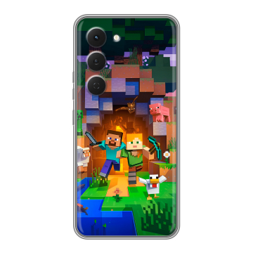 Силиконовый чехол на Tecno Spark 40 Pro с принтом Майнкрафт Minecraft