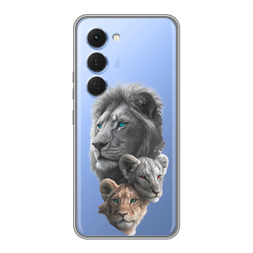 Силиконовый чехол на Tecno Spark 40 Pro с принтом Львы Силиконовый чехол на Tecno Spark 40 Pro с принтом Львы