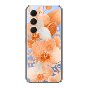 Силиконовый чехол на Tecno Spark 40 Pro с принтом Бежевые цветы Силиконовый чехол на Tecno Spark 40 Pro с принтом Бежевые цветы