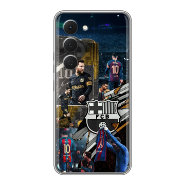 Силиконовый чехол на Tecno Spark 40 Pro с принтом Messi Barcelona Силиконовый чехол на Tecno Spark 40 Pro с принтом Messi Barcelona