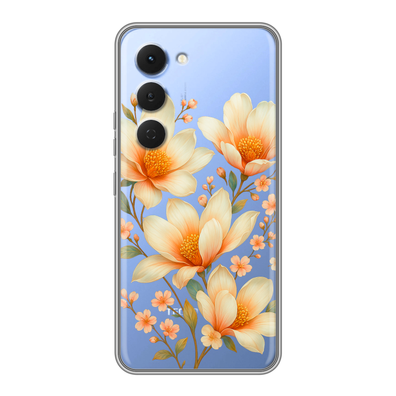 Силиконовый чехол на Tecno Spark 40 Pro с принтом Цветы Силиконовый чехол на Tecno Spark 40 Pro с принтом Цветы