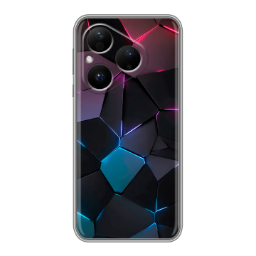 Силиконовый чехол на Huawei Pura 80 с принтом Геометрия неона