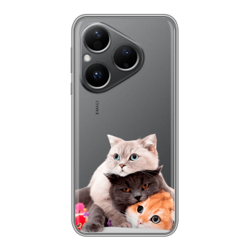 Силиконовый чехол на Huawei Pura 80 с принтом Кошки