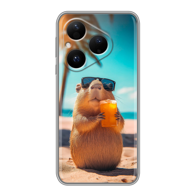 Силиконовый чехол на Huawei Pura 80 с принтом Капибара Силиконовый чехол на Huawei Pura 80 с принтом Капибара