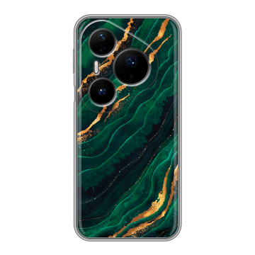 Силиконовый чехол на Huawei Pura 80 Pro, 80 Pro Plus с принтом Мрамор зеленое золото Силиконовый чехол на Huawei Pura 80 Pro, 80 Pro Plus с принтом Мрамор зеленое золото
