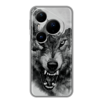 Силиконовый чехол на Huawei Pura 80 Pro, 80 Pro Plus с принтом Волк Силиконовый чехол на Huawei Pura 80 Pro, 80 Pro Plus с принтом Волк
