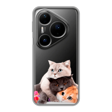 Силиконовый чехол на Huawei Pura 80 Pro, 80 Pro Plus с принтом Кошки Силиконовый чехол на Huawei Pura 80 Pro, 80 Pro Plus с принтом Кошки