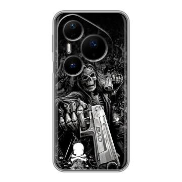 Силиконовый чехол на Huawei Pura 80 Pro, 80 Pro Plus с принтом Скелет Силиконовый чехол на Huawei Pura 80 Pro, 80 Pro Plus с принтом Скелет