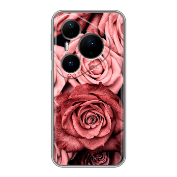 Силиконовый чехол на Huawei Pura 80 Pro, 80 Pro Plus с принтом Цветы розы Силиконовый чехол на Huawei Pura 80 Pro, 80 Pro Plus с принтом Цветы розы