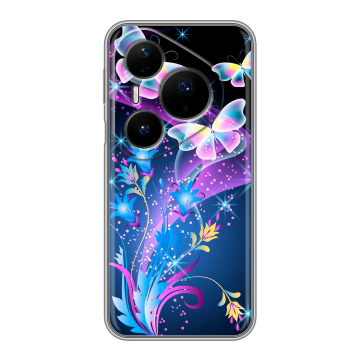 Силиконовый чехол на Huawei Pura 80 Pro, 80 Pro Plus с принтом Бабочки