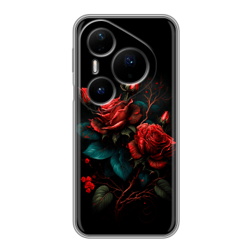 Силиконовый чехол на Huawei Pura 80 Pro, 80 Pro Plus с принтом Розы красные