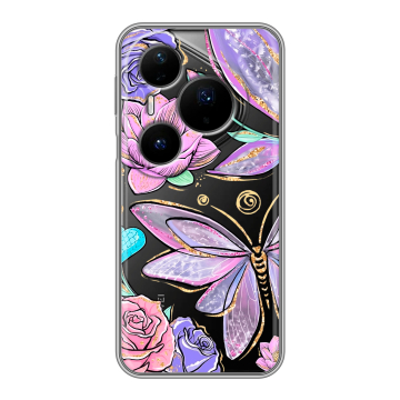 Силиконовый чехол на Huawei Pura 80 Pro, 80 Pro Plus с принтом Бабочки и цветы