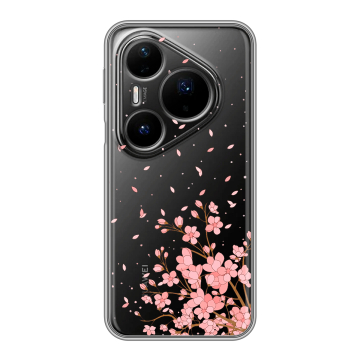 Силиконовый чехол на Huawei Pura 80 Pro, 80 Pro Plus с принтом Ветка сакуры