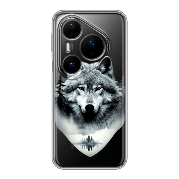 Силиконовый чехол на Huawei Pura 80 Pro, 80 Pro Plus с принтом Волк в лесу